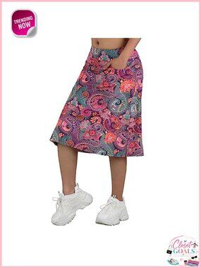 Women's Midi Skorts Skirt with 3 Pockets Modest Athletic Skirt